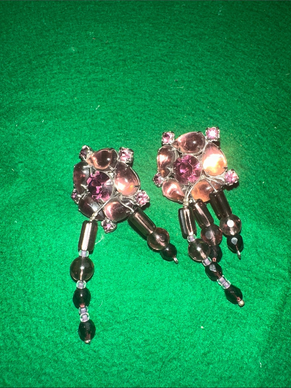 Vintage WEISS signed purple rhinestone earrings
